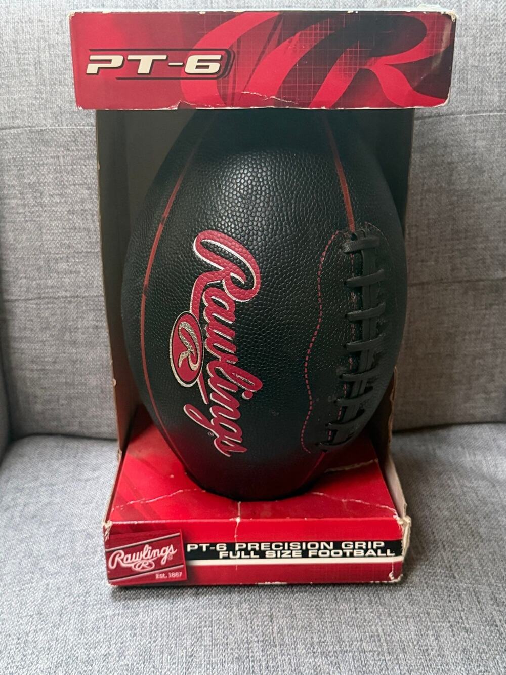 Rawlings PT-6 Precision Grip Full Size Football Black & Red